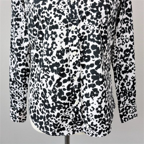 J. Crew Black White Snowcat Boy Shirt Button Up Long Sleeve Women’s Size 0 - Picture 3 of 16
